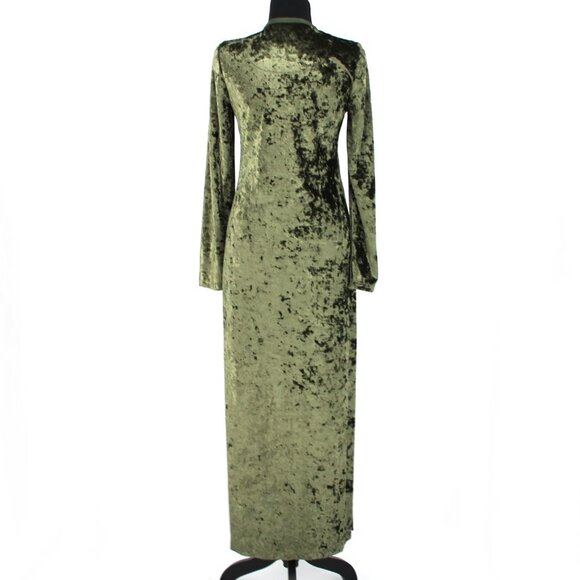 Marc Jacobs Green Velvet Henley Maxi Slip Dress Polyester Long Sleeves 0 XS NEW - Picture 6 of 8